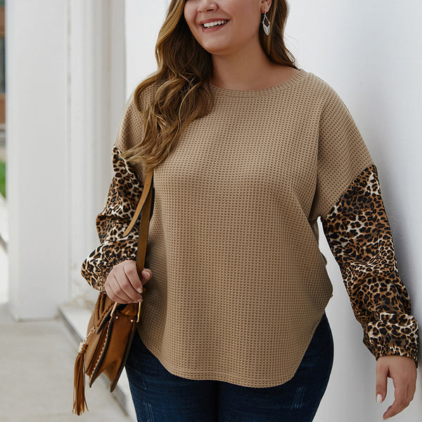 Plus Size Leopard Panel Sweater