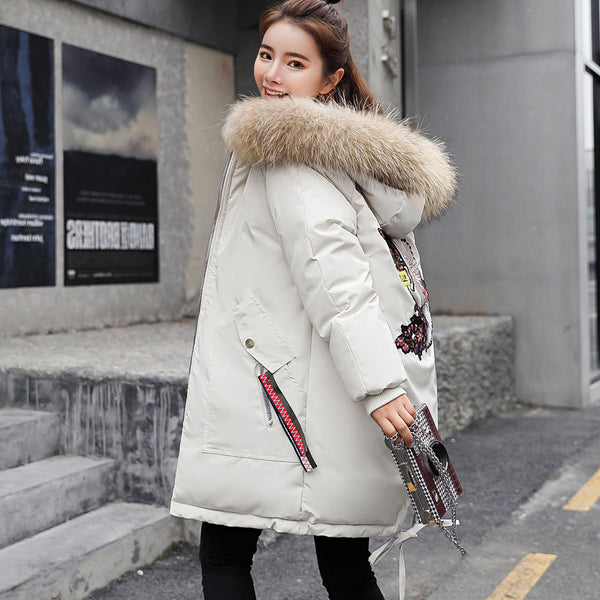 Plus Size Fur Collar Down Coat