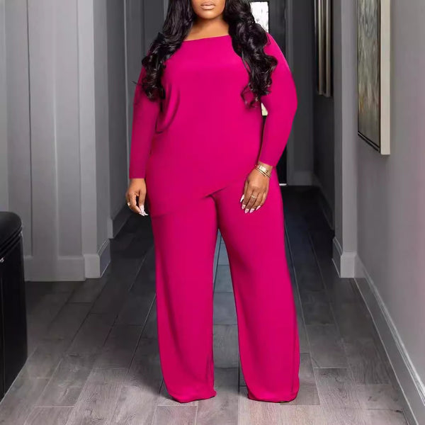Plus Size Asymmetric Two-Piece Set