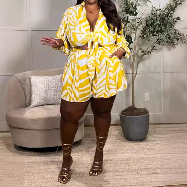 Plus Size Printed Vacation Set
