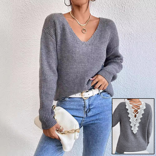 Backless V-Neck Sweater