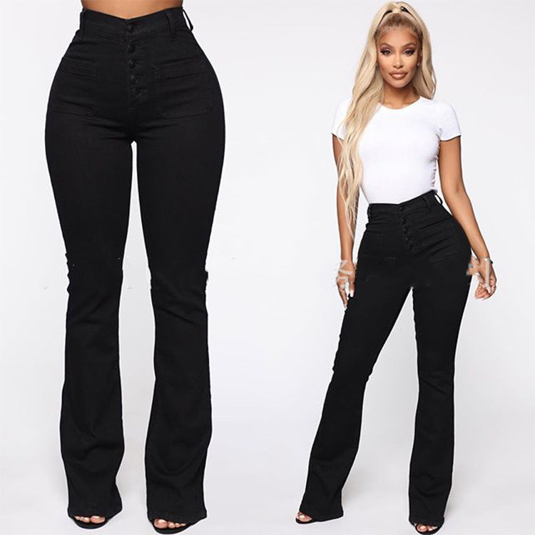 Plus Size High-Waist Patch Pocket Jeans