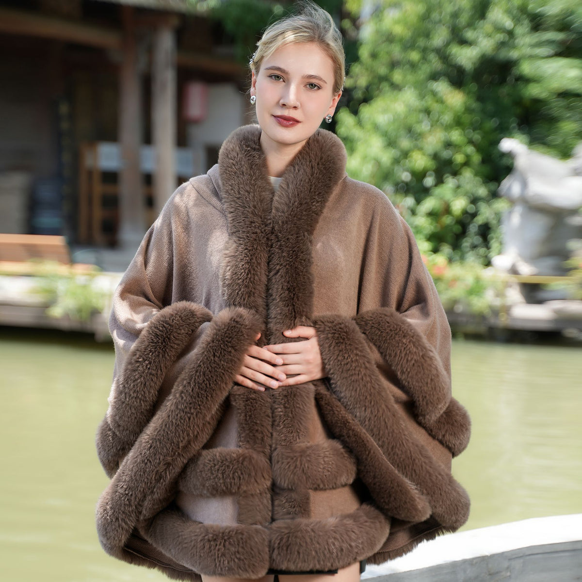 Plus Size Knit Cloak Coat