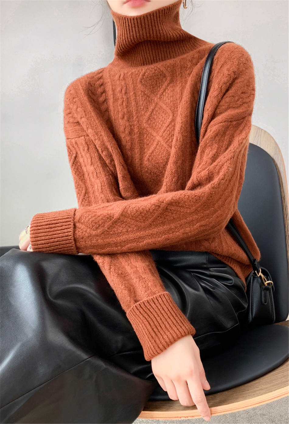 Plus Size High Neck Cashmere Sweater