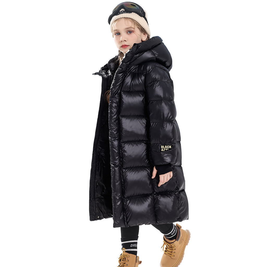 Girls' Long Hooded Puffer Coat