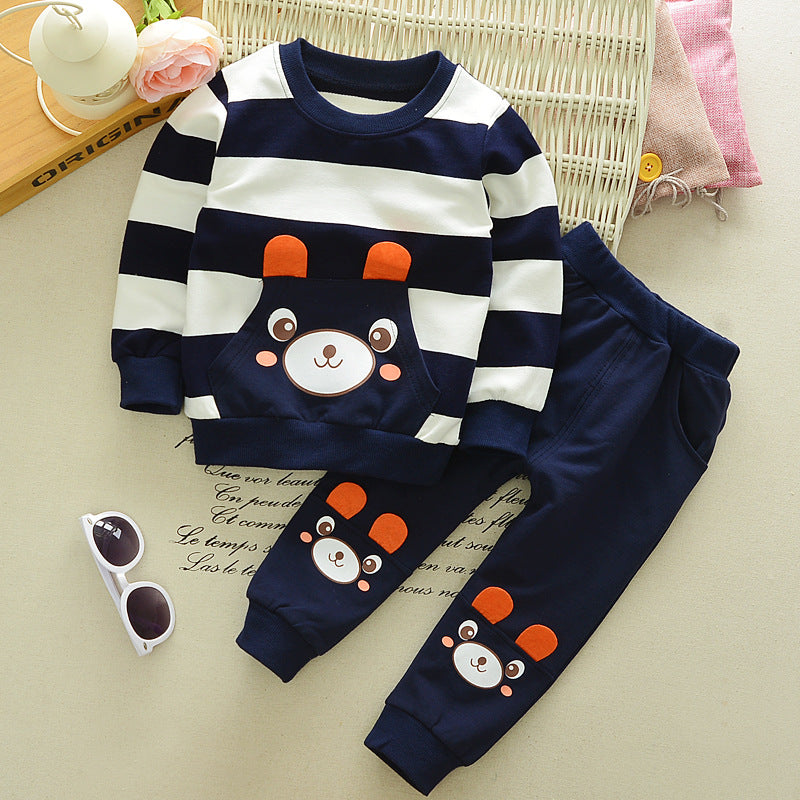 Kids' Bear Striped Sweater Set