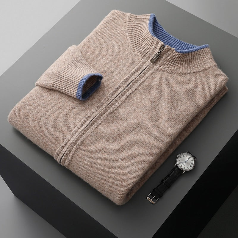 Men's Contrast Zip Cardigan