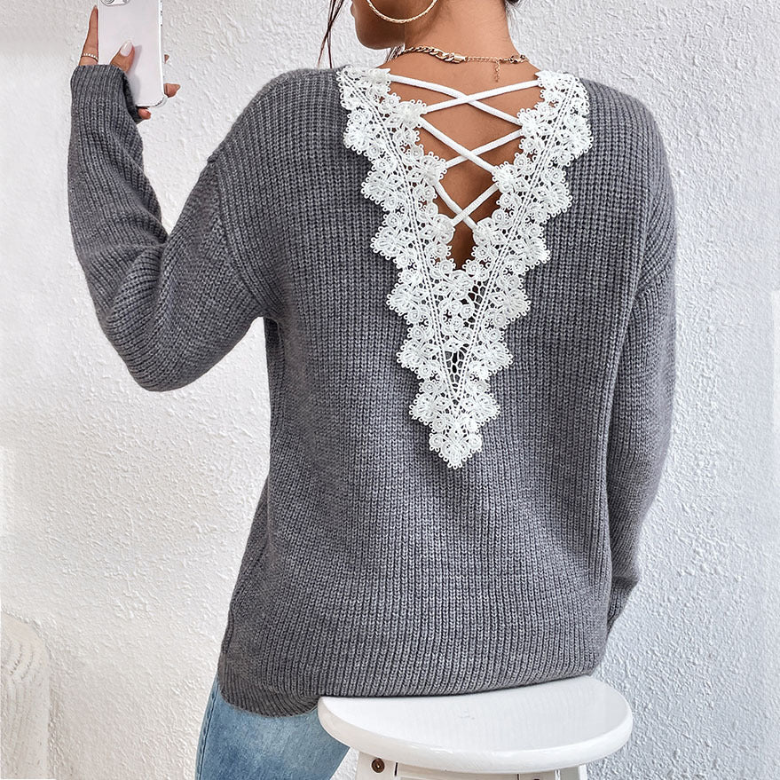 Backless V-Neck Sweater