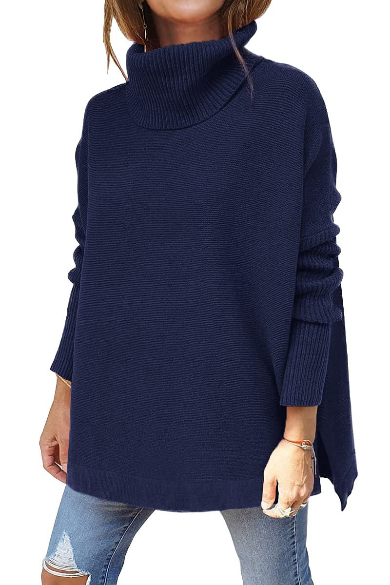 Batwing Turtleneck Tunic Sweater