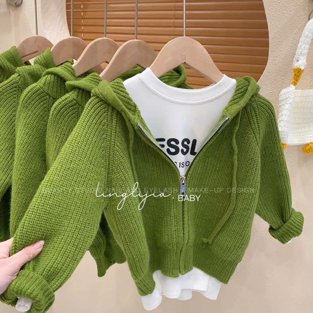 Kids' Hooded Knit Cardigan