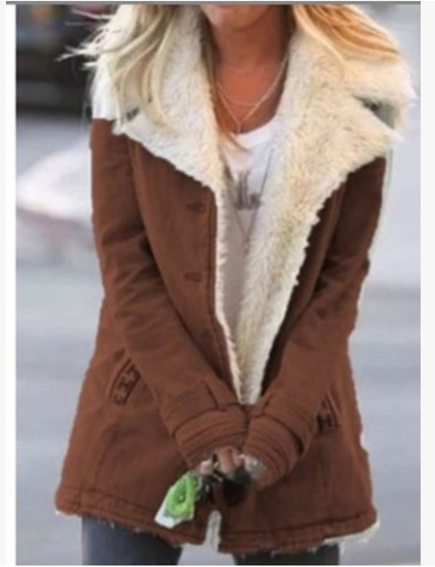 Plus Size Plush Lapel Coat