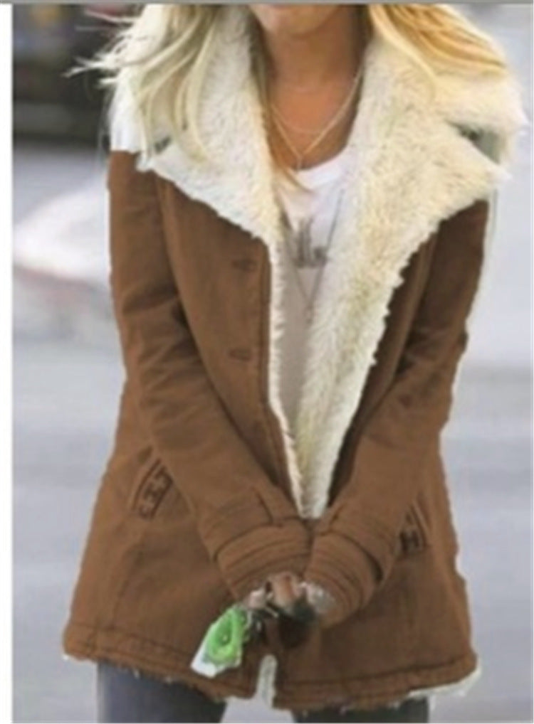 Plus Size Plush Lapel Coat