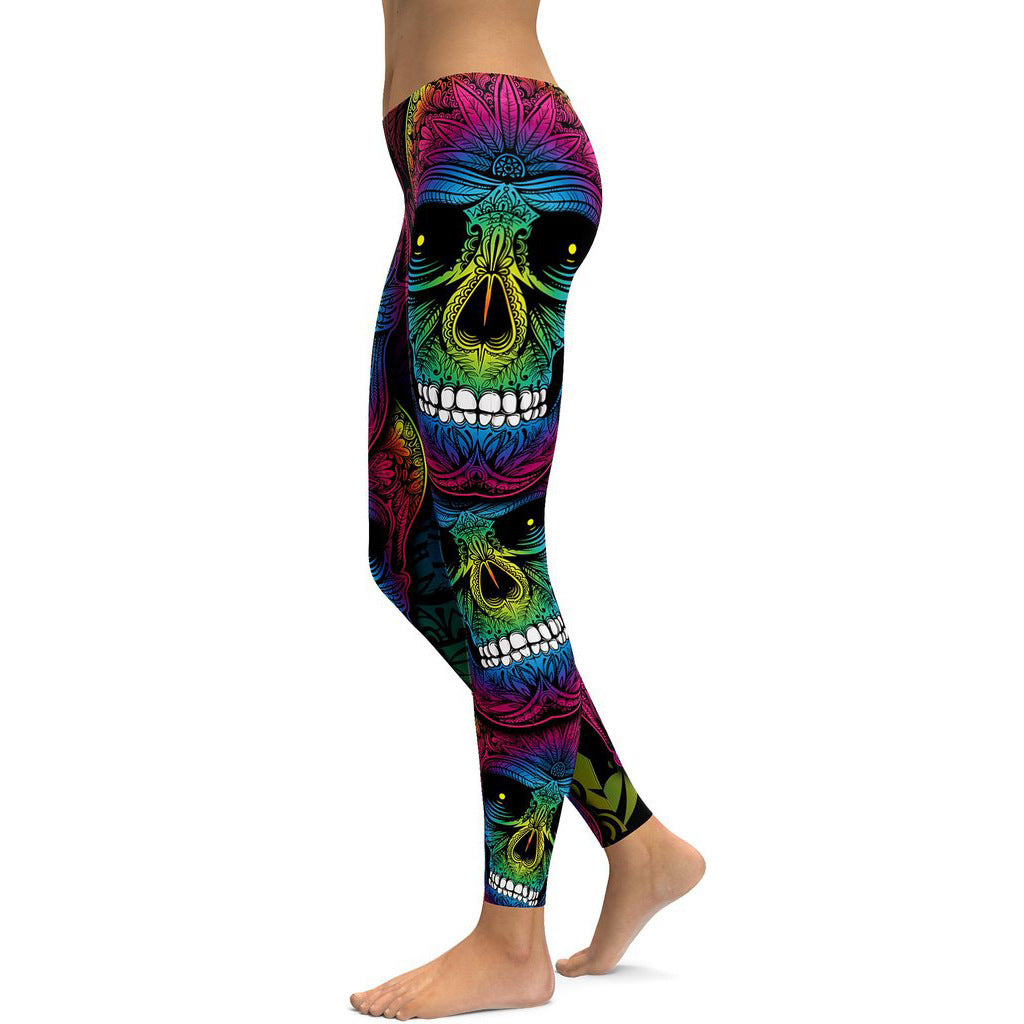 Plus Size Rainbow Skull Leggings