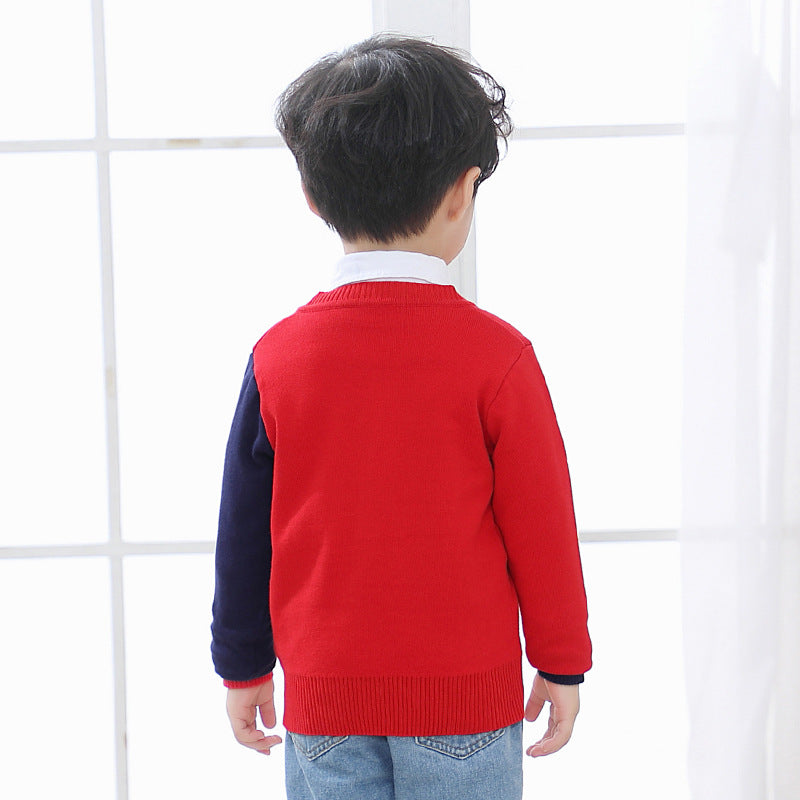 Kids' Fish Print V-Neck Cardigan