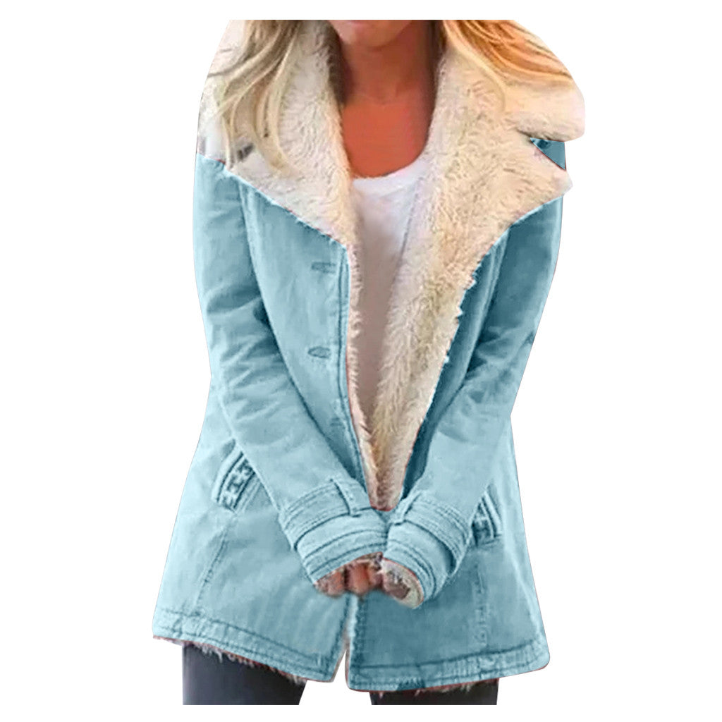 Plus Size Plush Lapel Coat