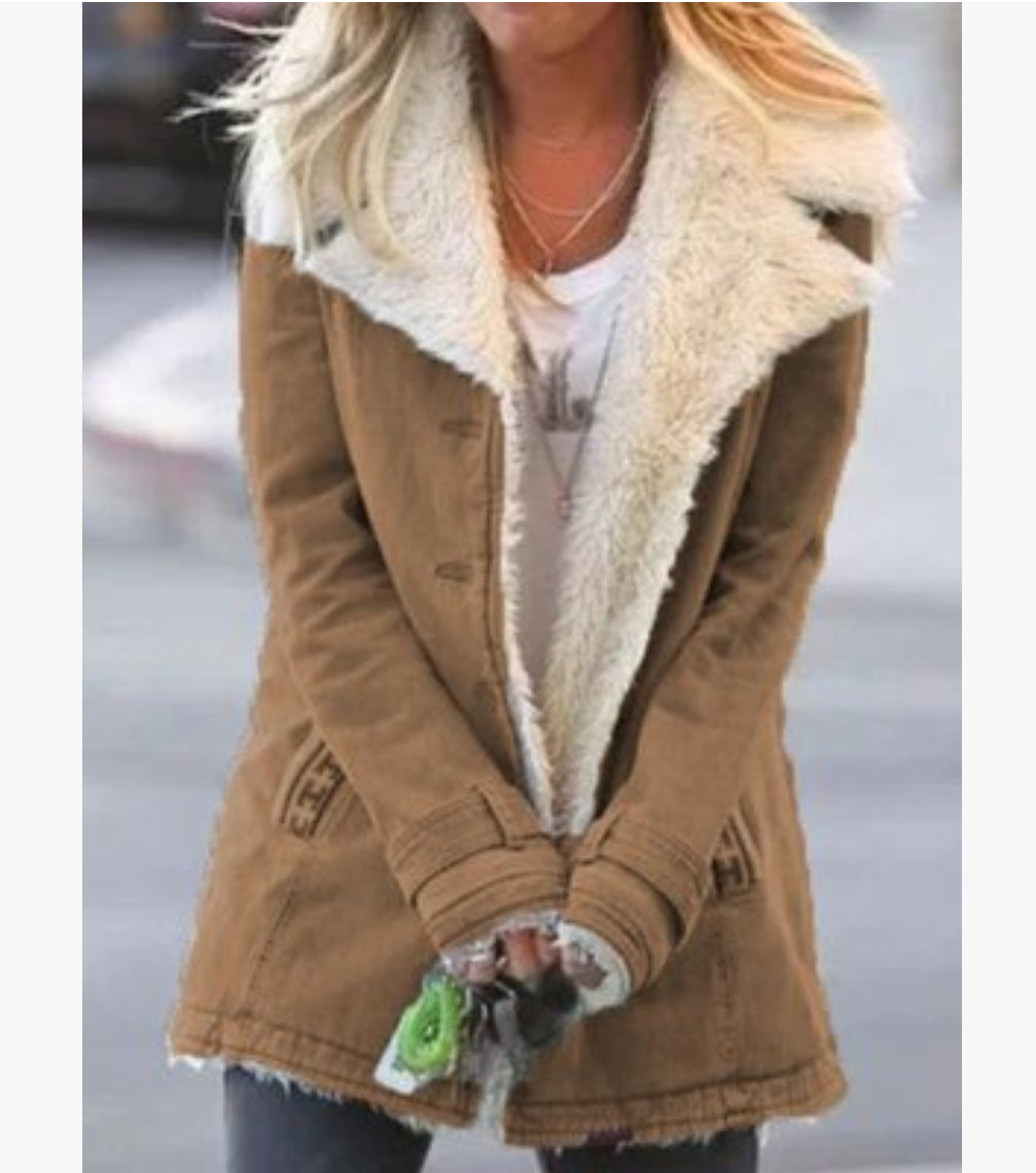 Plus Size Plush Lapel Coat