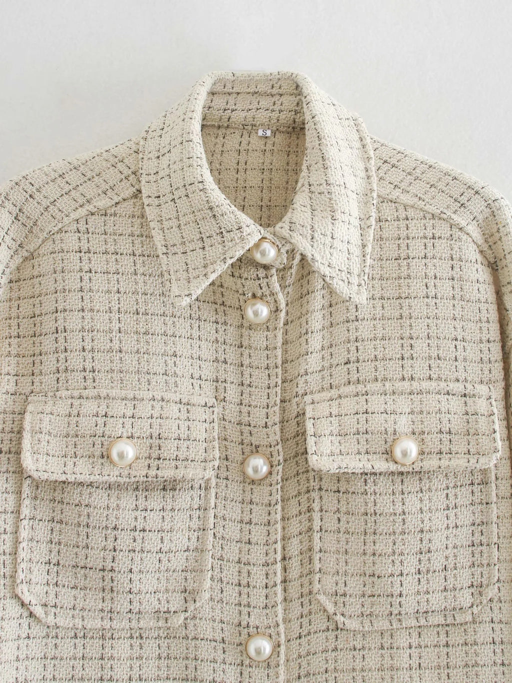 Plaid Pearl Button Coat