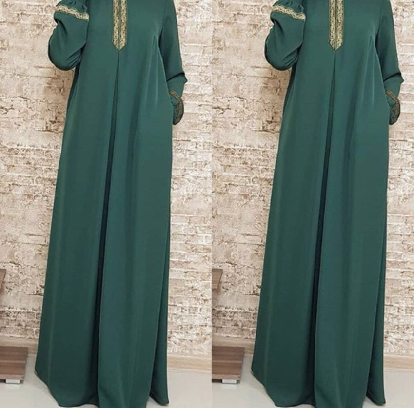 Plus Size Printed Abaya Maxi Dress