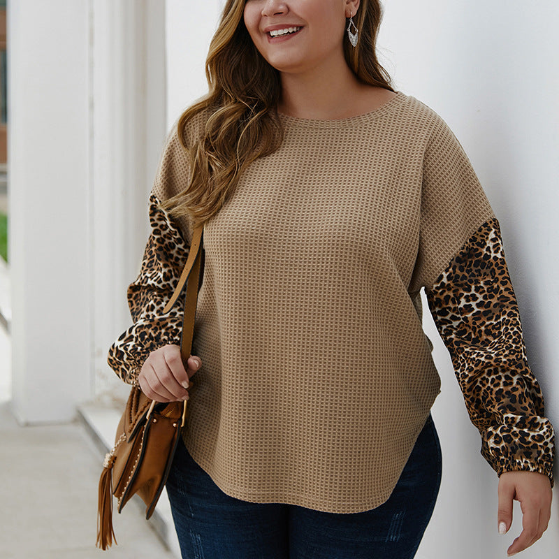 Plus Size Leopard Panel Sweater