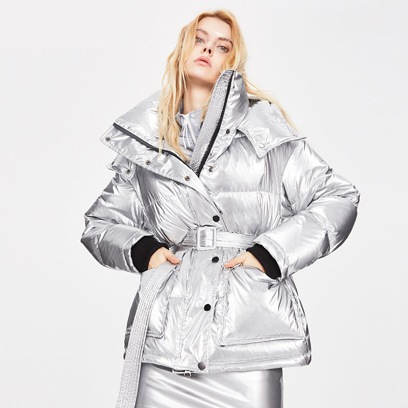 Belted Silver Down Jacket