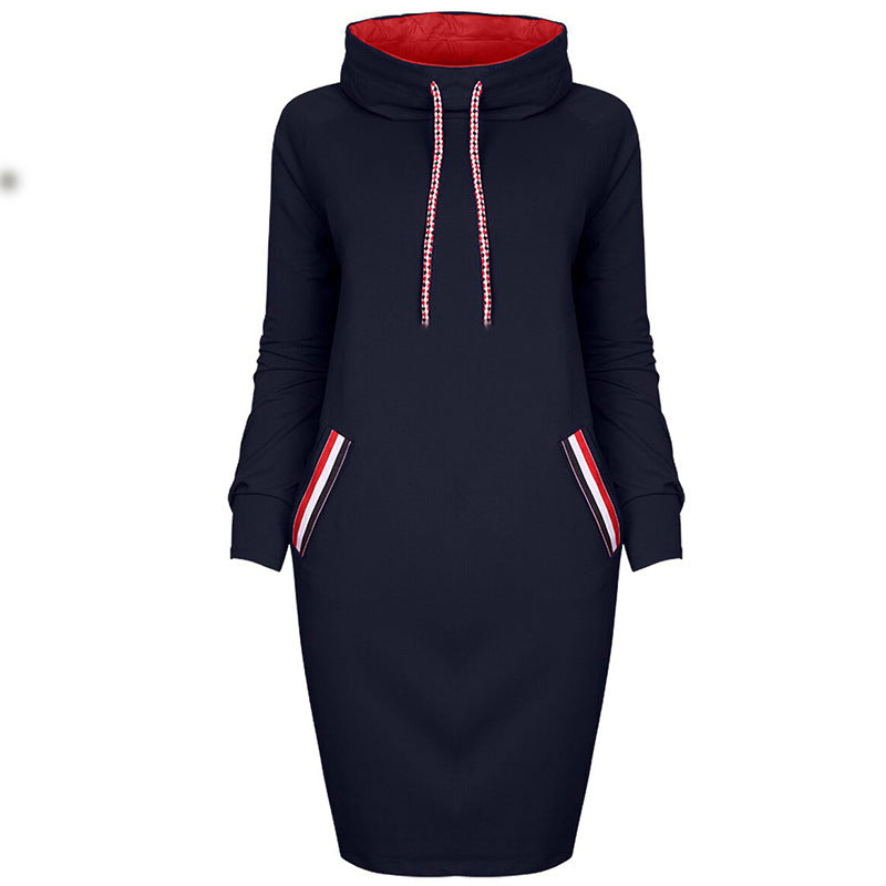 Plus Size High-Neck Long Sleeve Dress