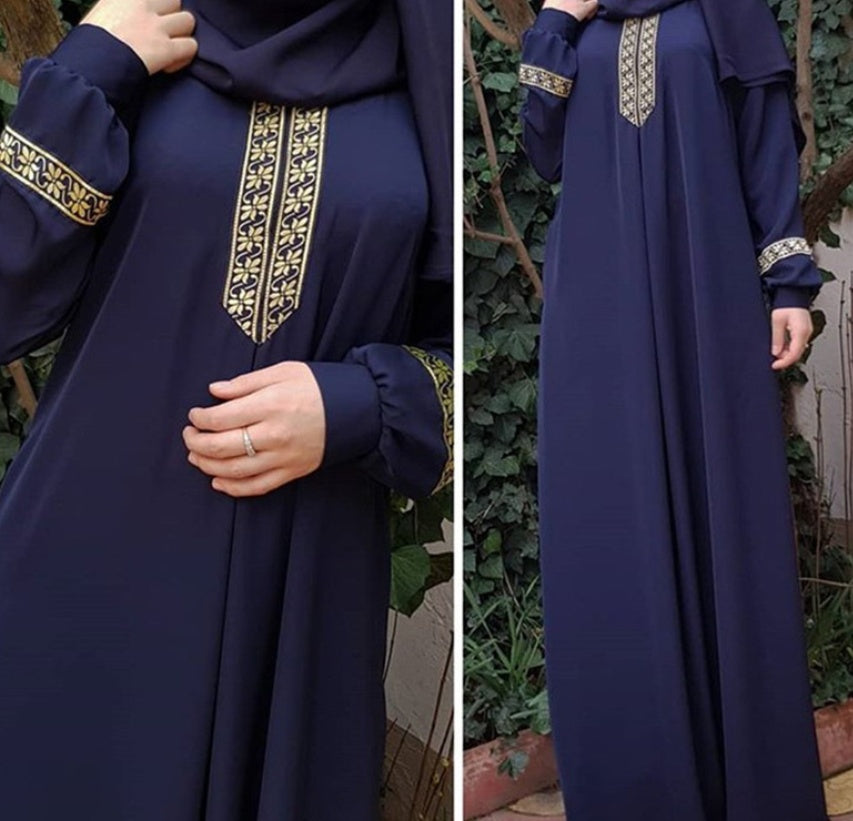 Plus Size Printed Abaya Maxi Dress