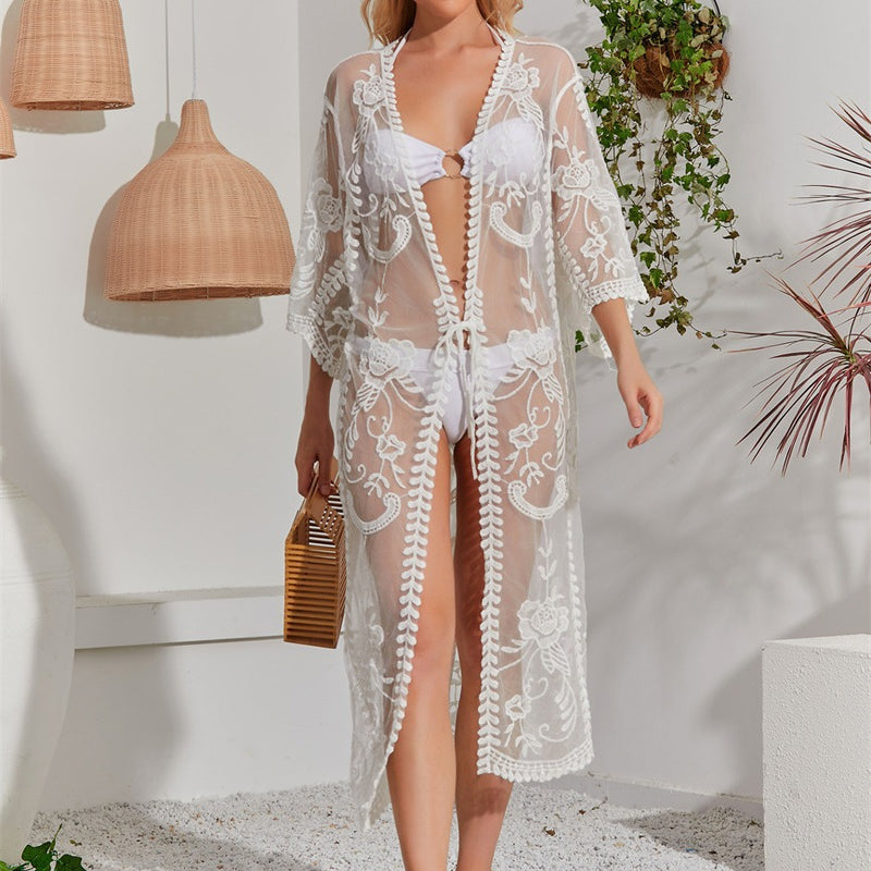 Lace Embroidered Beach Cardigan