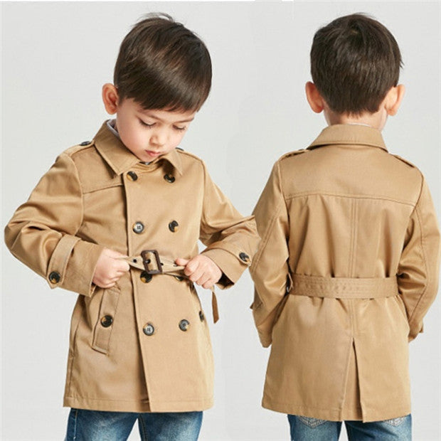 Boys' Mid-Length Trench Coat