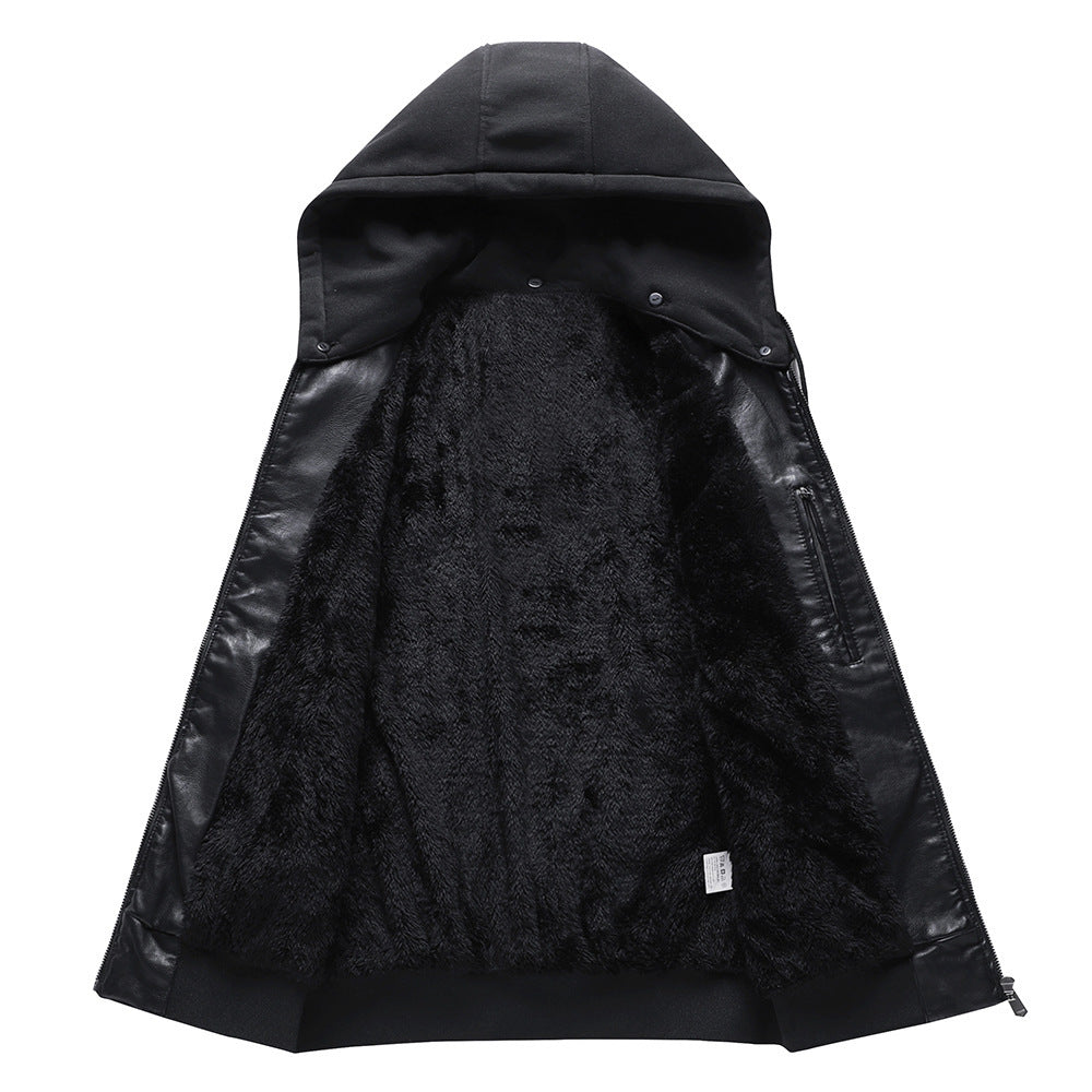 Men's Stand Collar Faux Leather Jacket