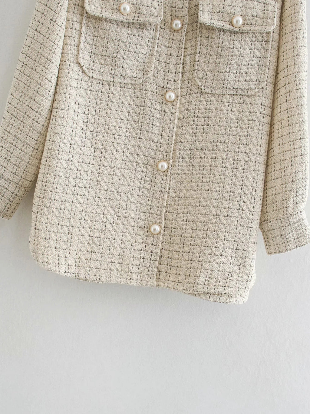 Plaid Pearl Button Coat