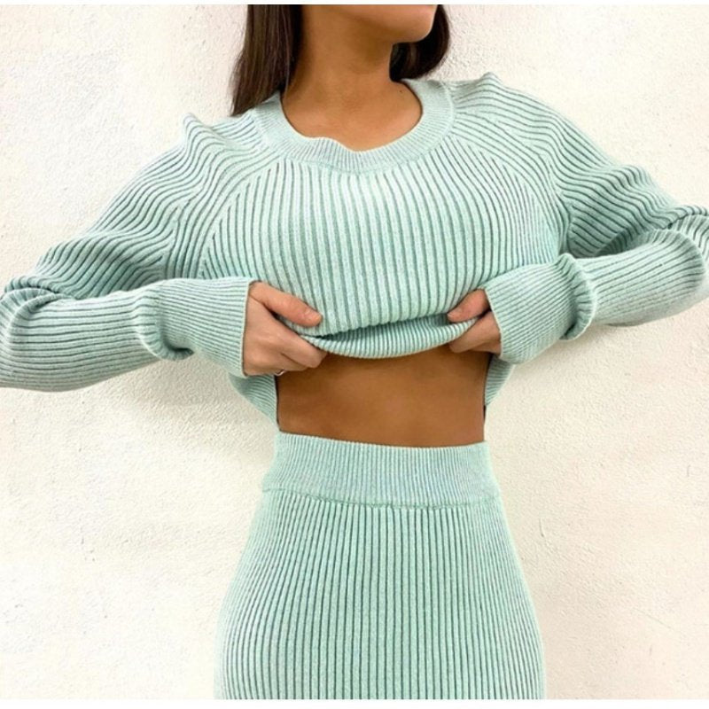 Sweater Jacket & Skirt Set