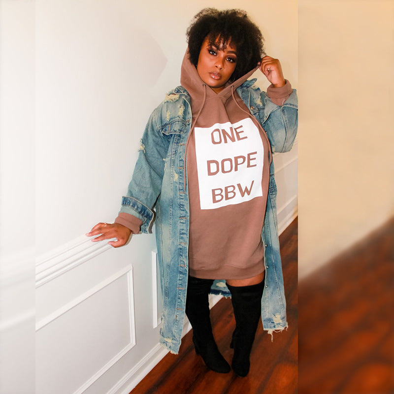 Plus Size Hoodie Sweatshirt Dress