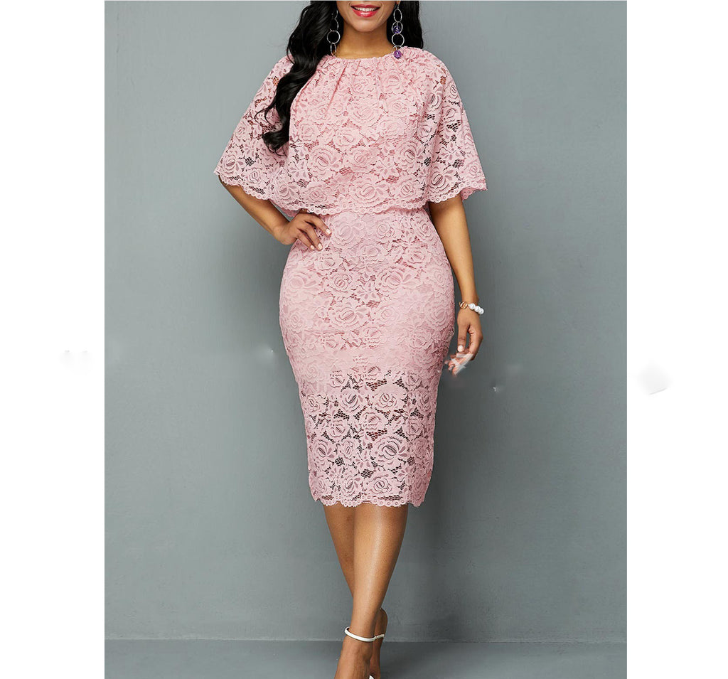 African Lace Plus Size Maxi Dress