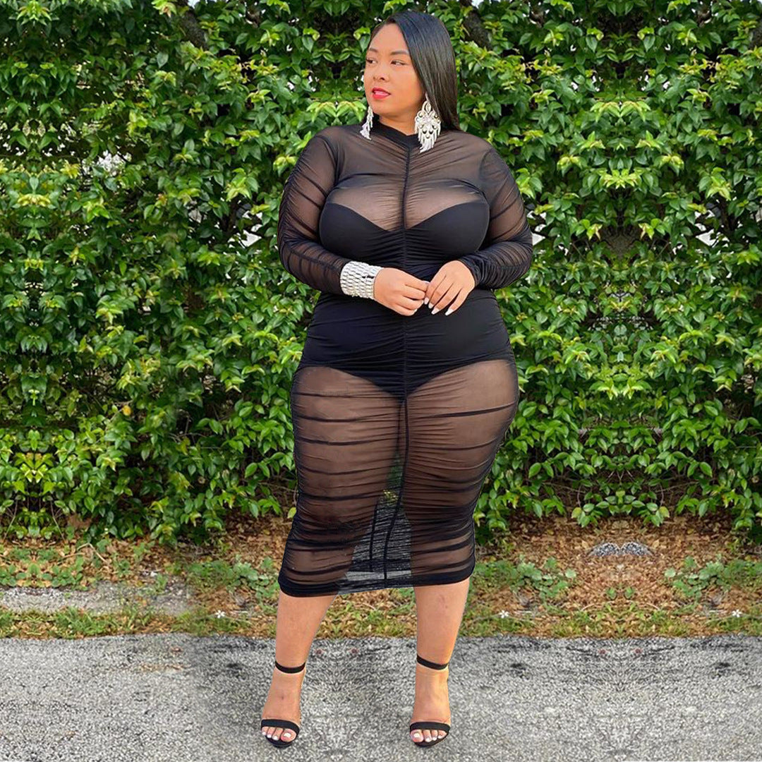 Plus Size Mesh Bodycon Dress
