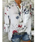 Plus Size Printed Stand Collar Blouse