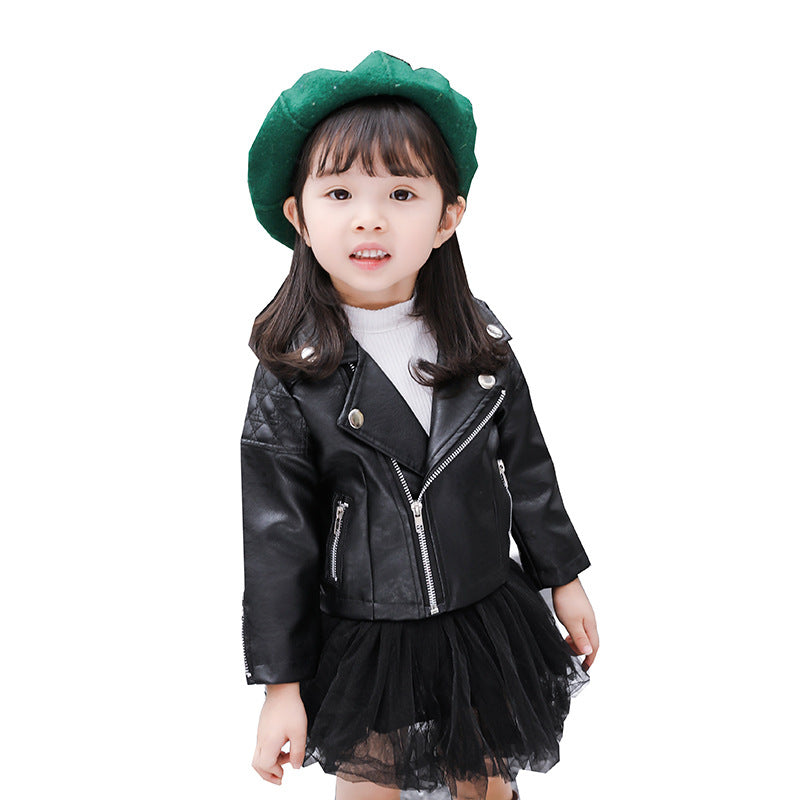 Kids' Faux Leather Moto Jacket