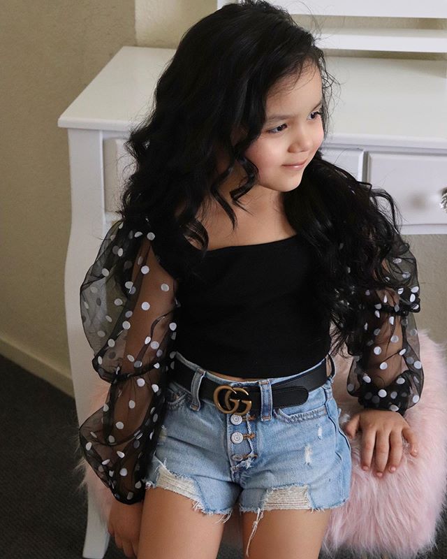 Kids' Striped Top & Denim Shorts Set
