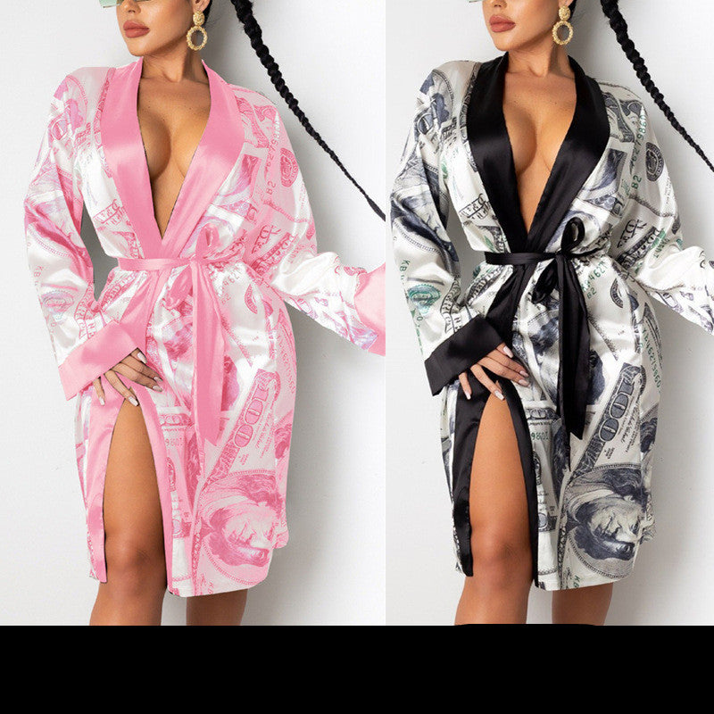 Long-Sleeve Midi Lounge Dress