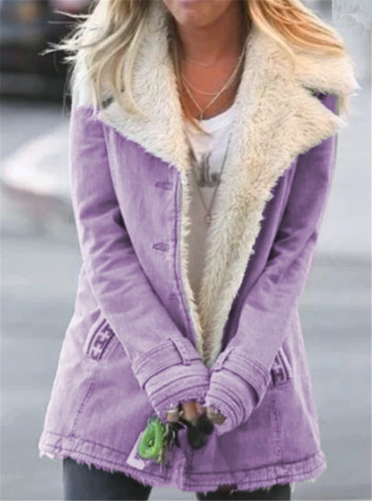 Plus Size Plush Lapel Coat
