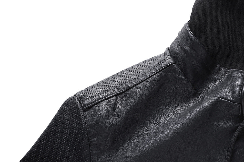 Men's Stand Collar Faux Leather Jacket