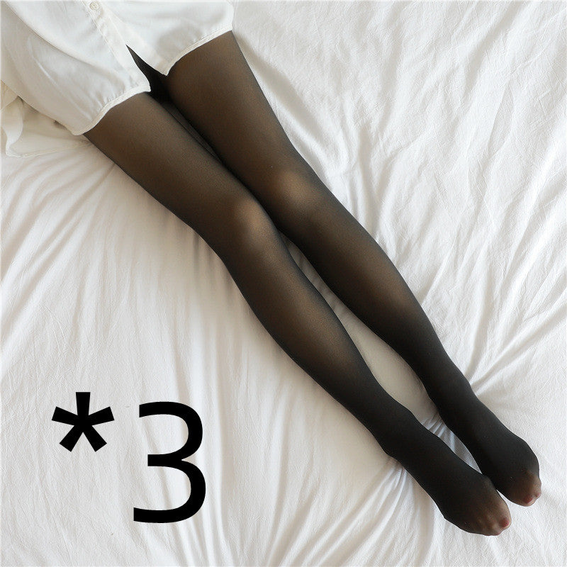 Fleece-Lined Sheer-Effect Winter Tights