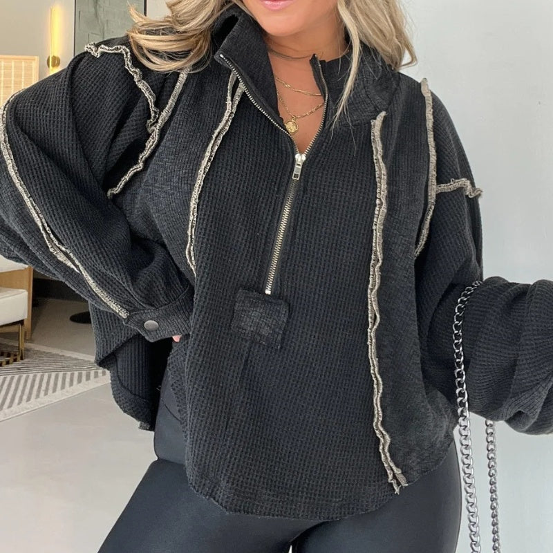 Cropped Frayed Sweater