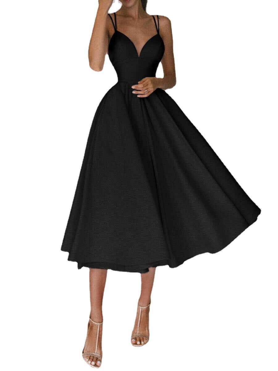 V-Neck A-Line Slip Maxi Dress