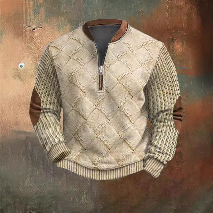 Men's Printed Half-Zip Sweater