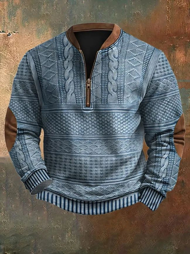 Men's Printed Half-Zip Sweater