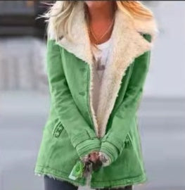 Plus Size Plush Lapel Coat
