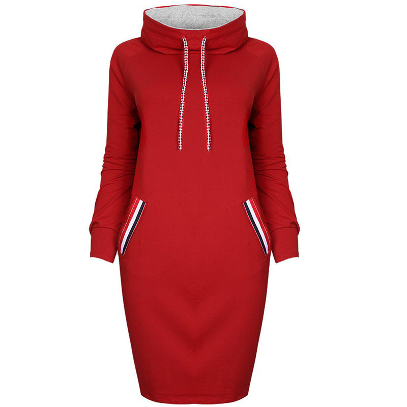 Plus Size High-Neck Long Sleeve Dress