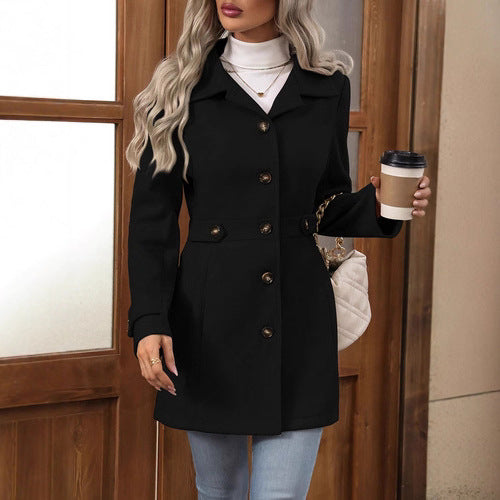 Plus Size Mid-Length Wool Coat