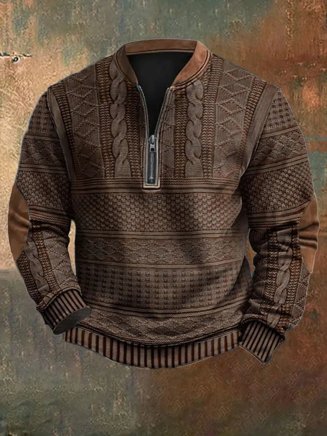 Men's Printed Half-Zip Sweater