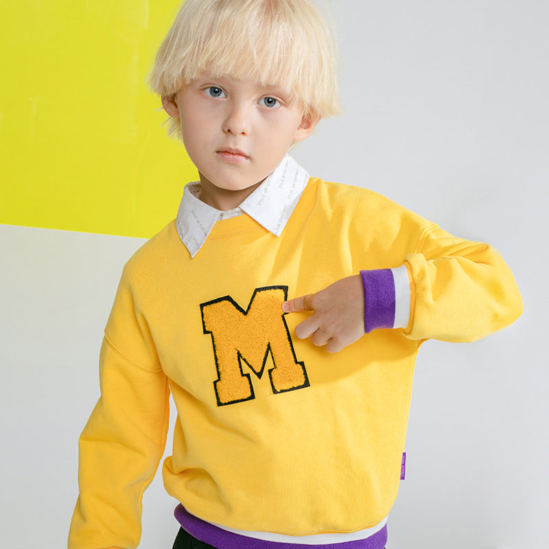 Boys' Letter Crew Neck Sweater